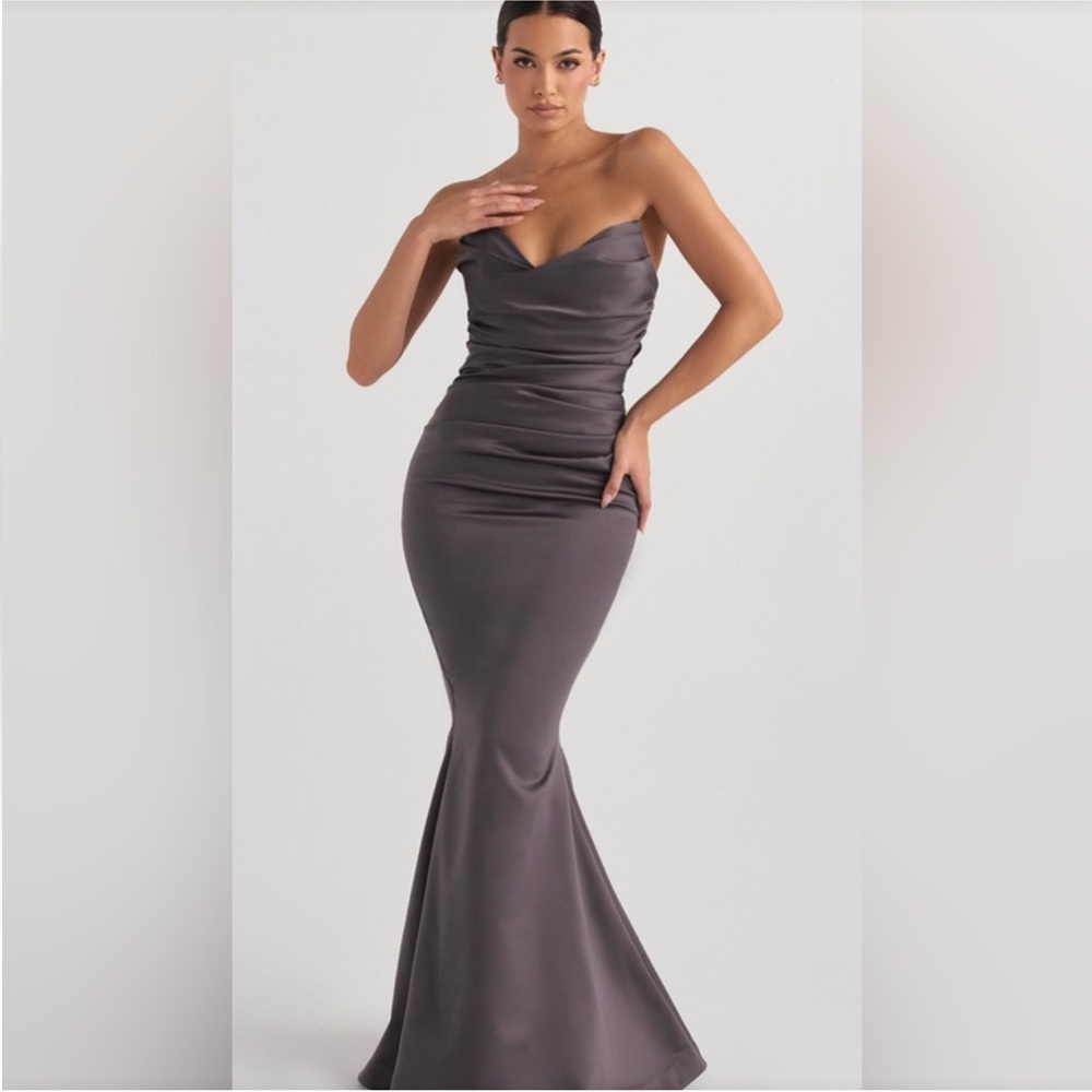House of CB Charcoal Satin Maxi Dress